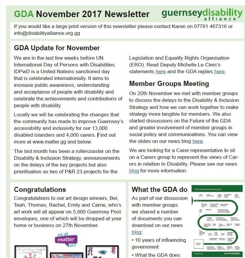 November 2017 Newsletter | Guernsey Disability Alliance