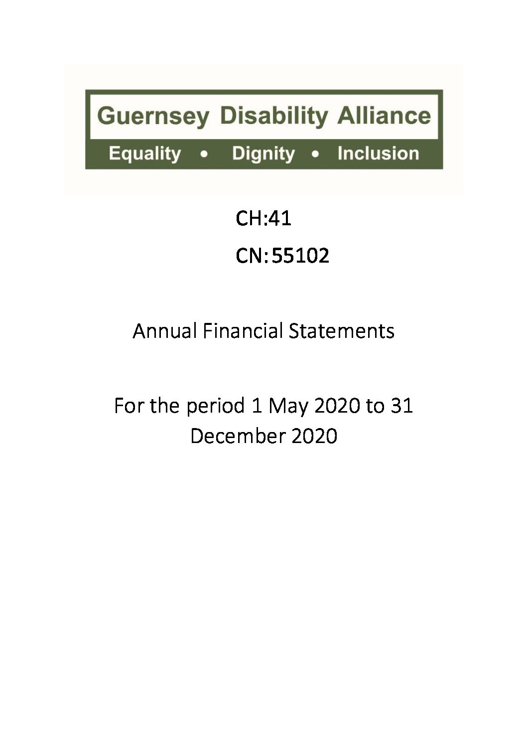 GDA Financial Statements from 1 May 2020 to 31st December 2020. Click image to open.